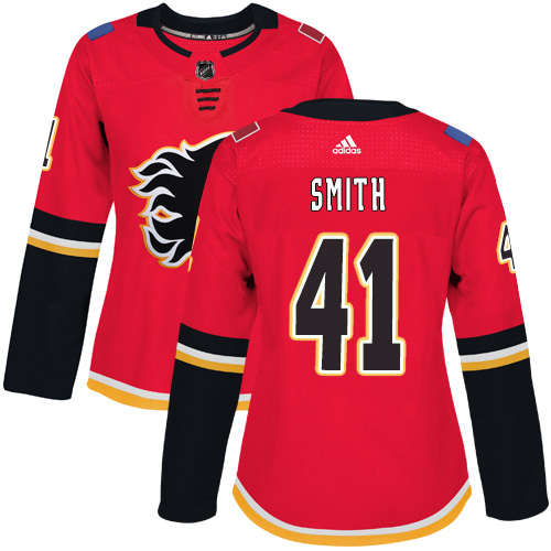 Adidas Flames #41 Mike Smith Red Home Authentic Women's Stitched NHL Jersey - Click Image to Close
